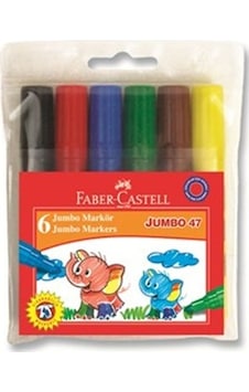 Faber Castell Renkli Keçeli Kalem Jumbo 6 Renk Faber Castell Renkli Keçeli Kalem Jumbo 6 Renk
