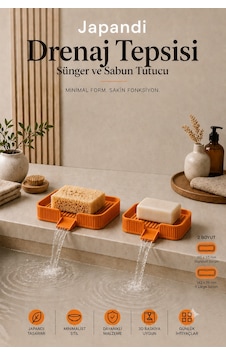 Ognami Japon Minimalist Drenaj Tepsisi Su Tahliyeli Banyo & Mutfak Düzenleyici - Turuncu Ognami Japon Minimalist Drenaj Tepsisi Su Tahliyeli Banyo & Mutfak Düzenleyici - Turuncu