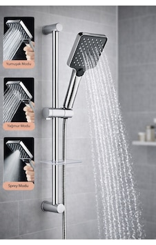Ahlez Sürgülü Krom Yağmurlama Tuşlu 3 Fonksiyonlu Aqua Model Duş Seti Krom Ahlez Sürgülü Krom Yağmurlama Tuşlu 3 Fonksiyonlu Aqua Model Duş Seti Krom