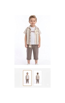 Gülerçocuk Erkek Çocuk 3'lü Yazlık Set: Çizgili Gömlek, Tişört Ve Kapri Pantolon Bej Gülerçocuk Erkek Çocuk 3'lü Yazlık Set: Çizgili Gömlek, Tişört Ve Kapri Pantolon Bej