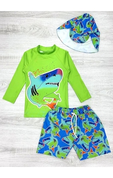 My Kids Wear Güneş Korumalı Boneli Karakter Desenli Deniz Şortlu Mayo Takım Turuncu - Lacivert My Kids Wear Güneş Korumalı Boneli Karakter Desenli Deniz Şortlu Mayo Takım Turuncu - Lacivert