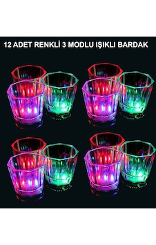 Led Işıklı Eğlence Bardakları - 3 Modlu Renk Değiştiren Bardak 12 Adet Altın Led Işıklı Eğlence Bardakları - 3 Modlu Renk Değiştiren Bardak 12 Adet Altın