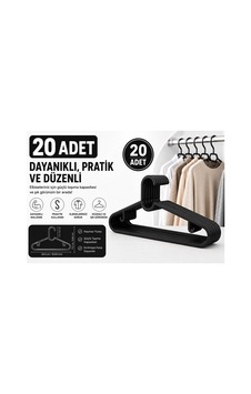 20 Adet Siyah Elbise Askısı, Pantolon Askısı Dayanıklı Ve Esnek Giysi Askılığı Siyah 20 Adet Siyah Elbise Askısı, Pantolon Askısı Dayanıklı Ve Esnek Giysi Askılığı Siyah