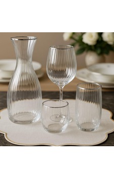 37 Parça 12 Kişilik Su Takımı Bohemia Kristal Carino Platin-5400 Şeffaf