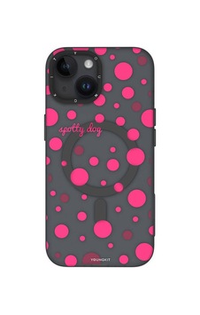 Apple Uyumlu iPhone 15 Kılıf Magsafe Şarj Özellikli Polka Dot Desenli Youngkit Spots Serisi Kapak Pembe Apple Uyumlu iPhone 15 Kılıf Magsafe Şarj Özellikli Polka Dot Desenli Youngkit Spots Serisi Kapak Pembe