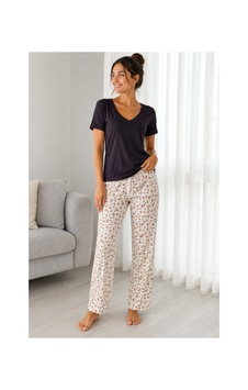 Mixxtrend Kadın Pamuklu Kalp Desenli Pijama Takımı Çok Renkli