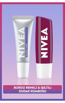 Böğürtlen Renkli Dudak Bakım Kremi 4,8gr Ve Glowy Lips Nemlendirici Dudak Parlatıcısı 10ml