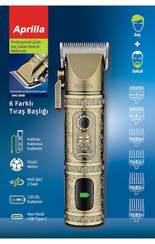 Kiwi Aprilla Ahc-5040 Paslanmaz Çelik Bıçaklı Dijital Göstergeli Profesyonel Şarjlı Saç Sakal Makinesi