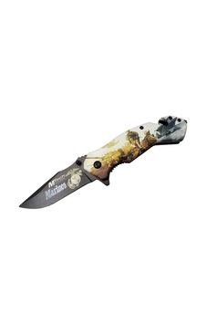 4 23 2 Marines Kurtarma / Kamp Çakı 20cm - Yarı Otomatik, Kemerlikli, Cam Kırma Ve İp Kesme Aparatlı Renkli