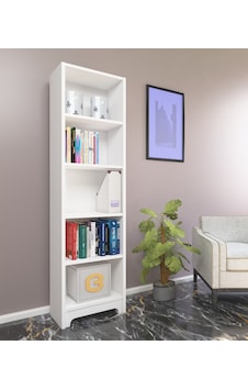 Nur Mobilya Ece 5 Raflı Kitaplık Beyaz Nur Mobilya Ece 5 Raflı Kitaplık Beyaz