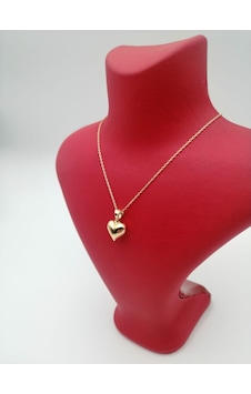 Kalp Figürlü Gümüş Kolye Gold Renk