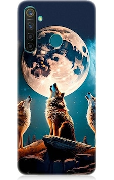 Realme 5 Pro Uyumlu 3 Kurt Ve Dolunay Desenli Silikon Kılıf Realme 5 Pro Uyumlu 3 Kurt Ve Dolunay Desenli Silikon Kılıf