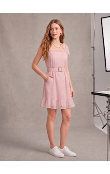 Do Kadın Slim Fit Bel Detaylı Elbise Rahat Şık Zarif Pembe Do Kadın Slim Fit Bel Detaylı Elbise Rahat Şık Zarif Pembe