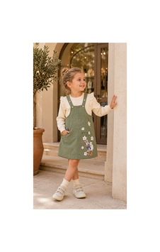 Nota Kids Kız Çocuk Çiçek Baskılı Gabardin Jile Elbise Takımı Dantel Detaylı Sweatshirtlü 2'li Takım Yeşil Nota Kids Kız Çocuk Çiçek Baskılı Gabardin Jile Elbise Takımı Dantel Detaylı Sweatshirtlü 2'li Takım Yeşil