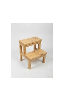 Ahşap 2 Basamaklı Tabure Merdiven - Çok Amaçlı Mutfak Ve Çocuk Taburesi - Ahşap Basamak 40x40 Cm Bej - 936653309 Bej