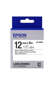 Epson Lk-4wbn Standart Beyaz Üzeri Siyah 12mm 9metre Etiket Epson Lk-4wbn Standart Beyaz Üzeri Siyah 12mm 9metre Etiket