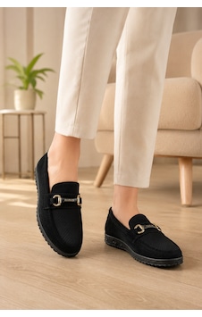Homiro Kadın Tokalı Günlük Loafer Süet Ayakkabı- Siyah Homiro Kadın Tokalı Günlük Loafer Süet Ayakkabı- Siyah