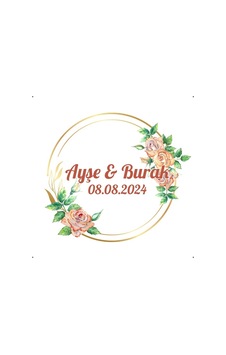 Yapraklı Kış Meyveli Oval Etiket Kına Nişan Düğün 3x3 Cm Özel Etiket / 50 Adet Sticker Beyaz