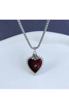 Rose Eye Of Heart Gotik Kalp Paslanmaz Çelik Kolye Kırmızı Rose Eye Of Heart Gotik Kalp Paslanmaz Çelik Kolye Kırmızı