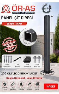 Panel Çit Direği Aksesuarlı- -200cm- Renk Antrasit Gri Panel Çit Direği Aksesuarlı- -200cm- Renk Antrasit Gri