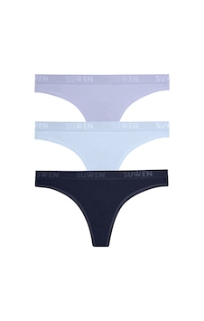 Suwen 3'lü Pamuklu String Külot St004560256 - Leylak - Lacivert - Mavi Çok Renkli Suwen 3'lü Pamuklu String Külot St004560256 - Leylak - Lacivert - Mavi Çok Renkli