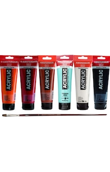 Amsterdam Akrilik Boya 120ml 6lı Set 2 + Anka Art Fırça Hediyeli