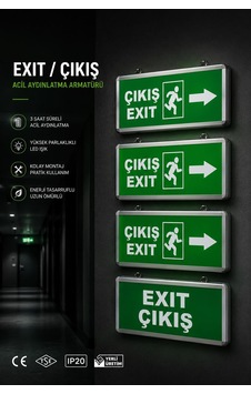 Pelsan Exit Yönlendirme Armatürü 3 Ad Yana Exit Ok Yönlendirme 1 Ad. Exit Çıkış Armatür