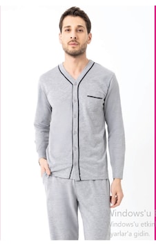 Erdem Erkek Boydan Düğmeli Pijama Takımı Dfn1008 Gri Erdem Erkek Boydan Düğmeli Pijama Takımı Dfn1008 Gri