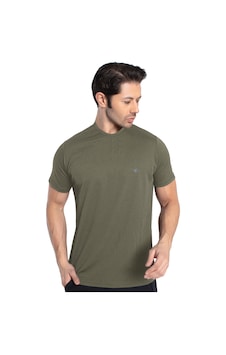 Crozwise 7134-04 Waffle Bisiklet Yaka Erkek Petek Dokuma T-Shirt