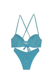 Çapraz Askılı Parlak Dokulu Bikini Takımı Yeşil Çapraz Askılı Parlak Dokulu Bikini Takımı Yeşil