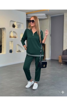Veraura Lifestyle Kadın Uzun Kollu Fermuarlı Şerit Detay Desenli Alt Üst Ikili Viskon Iki Iplik Takım Yeşil Veraura Lifestyle Kadın Uzun Kollu Fermuarlı Şerit Detay Desenli Alt Üst Ikili Viskon Iki Iplik Takım Yeşil