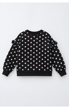 Minigimin Cicileri Fırfır Detaylı Puantiyeli Kız Çocuk Sweatshirt - Siyah Minigimin Cicileri Fırfır Detaylı Puantiyeli Kız Çocuk Sweatshirt - Siyah