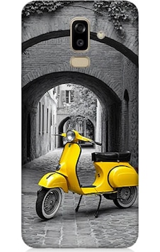 Samsung Galaxy J8 Uyumlu Taş Sokakta Sarı Vespa Motosiklet Desenli Silikon Kılıf Çok Renkli Samsung Galaxy J8 Uyumlu Taş Sokakta Sarı Vespa Motosiklet Desenli Silikon Kılıf Çok Renkli