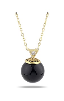 Kuyumcudukkani Zincirli"büyük Boy Siyah İncili"kolye-37148-g-blk Gold Kuyumcudukkani Zincirli"büyük Boy Siyah İncili"kolye-37148-g-blk Gold