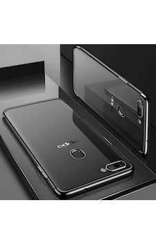 Oppo Ax7 Kılıf Dört Köşeli Lazer Silikon Kılıf Siyah