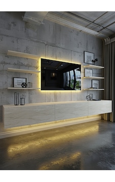 Resital Duvara Monte Ledli 270 Cm Tv Ünitesi Duvar Raflı - Ll6035 Traverten Resital Duvara Monte Ledli 270 Cm Tv Ünitesi Duvar Raflı - Ll6035 Traverten