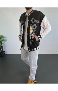 Tarzyeri Erkek Oversize Kolej Ceket - Siyah 001