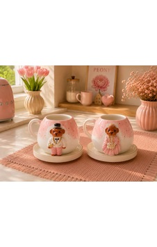 Soft Teddy Series El Yapımı Seramik Fincan Seti Pudra Pembe Soft Teddy Series El Yapımı Seramik Fincan Seti Pudra Pembe