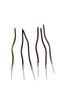 Eğik Pasta Mumu Karışık Renkli 6 Lı 14 Cm Çok Renkli