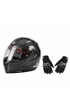 Eldivenli Motor Kaskı Carbon Eldivenli Motor Kaskı Carbon