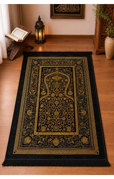 Kadife Hediyelik Çeyizlik Dekoratif Gelin Damat Bohçası %100 Pamuk Kaydırmaz Taban Halı Seccade 80x120 Ebat Siyah Kadife Hediyelik Çeyizlik Dekoratif Gelin Damat Bohçası %100 Pamuk Kaydırmaz Taban Halı Seccade 80x120 Ebat Siyah