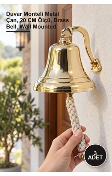 3 Adet Pirinç Duvara Asmalı Çan Duvar Monteli Metal Çan, 20 Cm Ölçü, Brass Bell, Wall Mounted 3 Adet Pirinç Duvara Asmalı Çan Duvar Monteli Metal Çan, 20 Cm Ölçü, Brass Bell, Wall Mounted