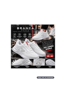 Branca Erkek Spor Ayakkabı Bağcıklı Kalın Tabanlı Günlük Sneaker Modern Sportif Tasarım Beyaz Branca Erkek Spor Ayakkabı Bağcıklı Kalın Tabanlı Günlük Sneaker Modern Sportif Tasarım Beyaz