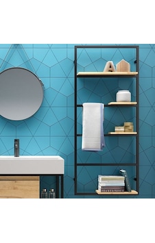 Banyo Duvara Monte Raf Ahşaplı Açık Banyo Dolabı Banyo Duvara Monte Raf Ahşaplı Açık Banyo Dolabı