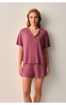 Suwen Mira Modal Gömlek Yaka Şort Pijama Takımı Sh26635667b142 Gül Suwen Mira Modal Gömlek Yaka Şort Pijama Takımı Sh26635667b142 Gül