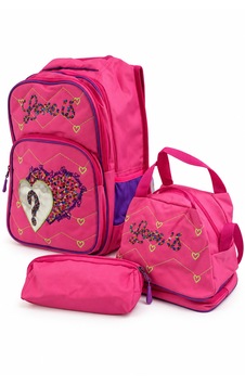 3 Set Okul Çantası Kız pembe