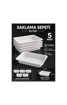 Oyuncak Dolabı Sepeti Saklama Kutusu Oyuncak Sepeti Çok Amaçlı Dolap Sepeti Beyaz 5 Adet Beyaz Dar Sepet