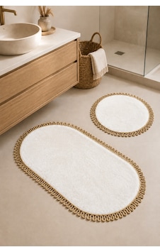 El Yapımı Bohem Banyo Paspası 2'li Peluş Kaymaz Jel Taban Yuvarlak 60x60 Cm Ve Oval 55x100 Cm Beyaz Jüt Hasır El Yapımı Bohem Banyo Paspası 2'li Peluş Kaymaz Jel Taban Yuvarlak 60x60 Cm Ve Oval 55x100 Cm Beyaz Jüt Hasır