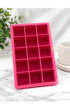 Silikon Buz Kalıbı 15 Bölmeli Büyük Kare Buz Küpü Kalıbı Viski, Kokteyl, Kahve Ve Soğuk İçecekler İçin Pembe