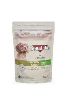 BonaCibo Jelly Tavuklu & Dana Etli Pouch Yavru Köpek Maması 12 x 100 G BonaCibo Jelly Tavuklu & Dana Etli Pouch Yavru Köpek Maması 12 x 100 G